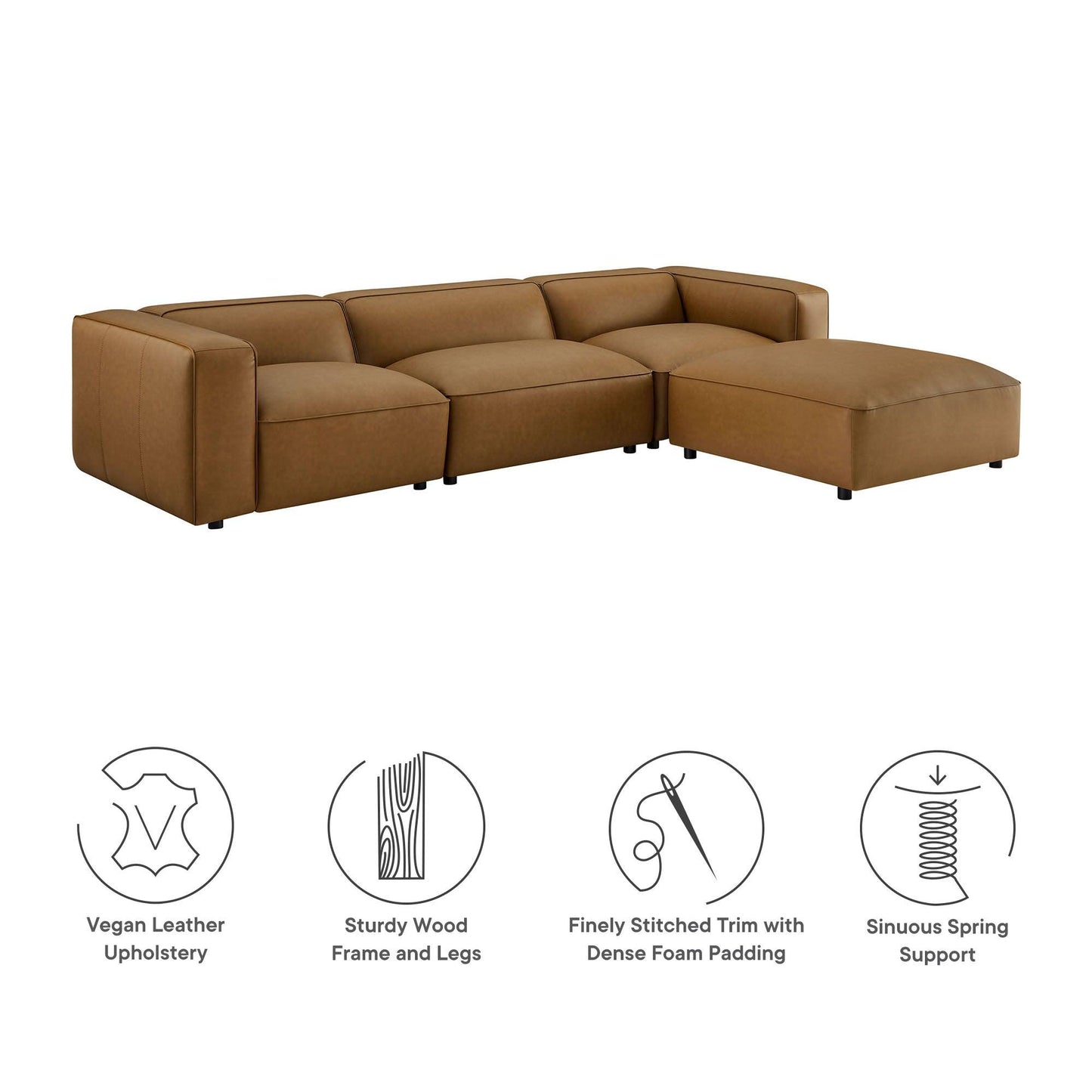 Auren 4-Piece Vegan Leather Modular Sofa Set by Modway EEI-7128 FredCo