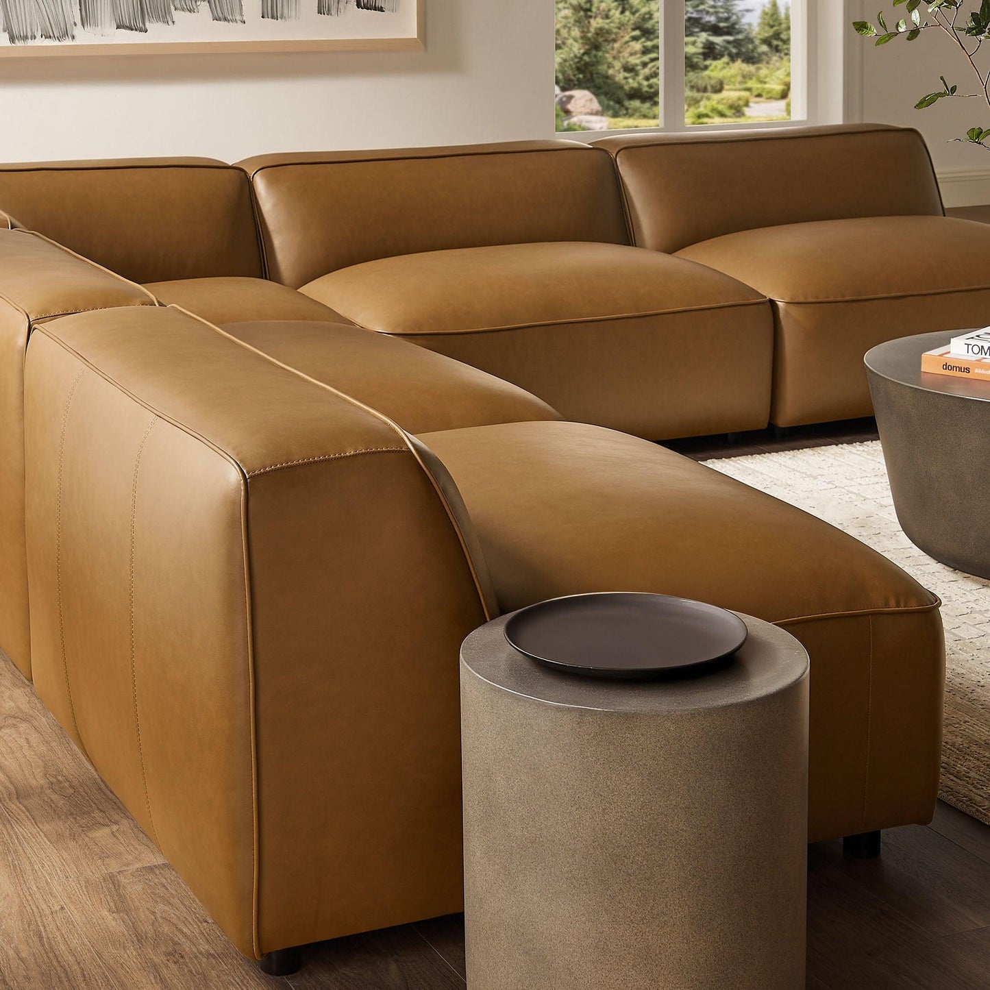 Auren 5-Piece Upholstered Armless L-Shaped Vegan Leather Modular Sofa by Modway EEI-7133 FredCo