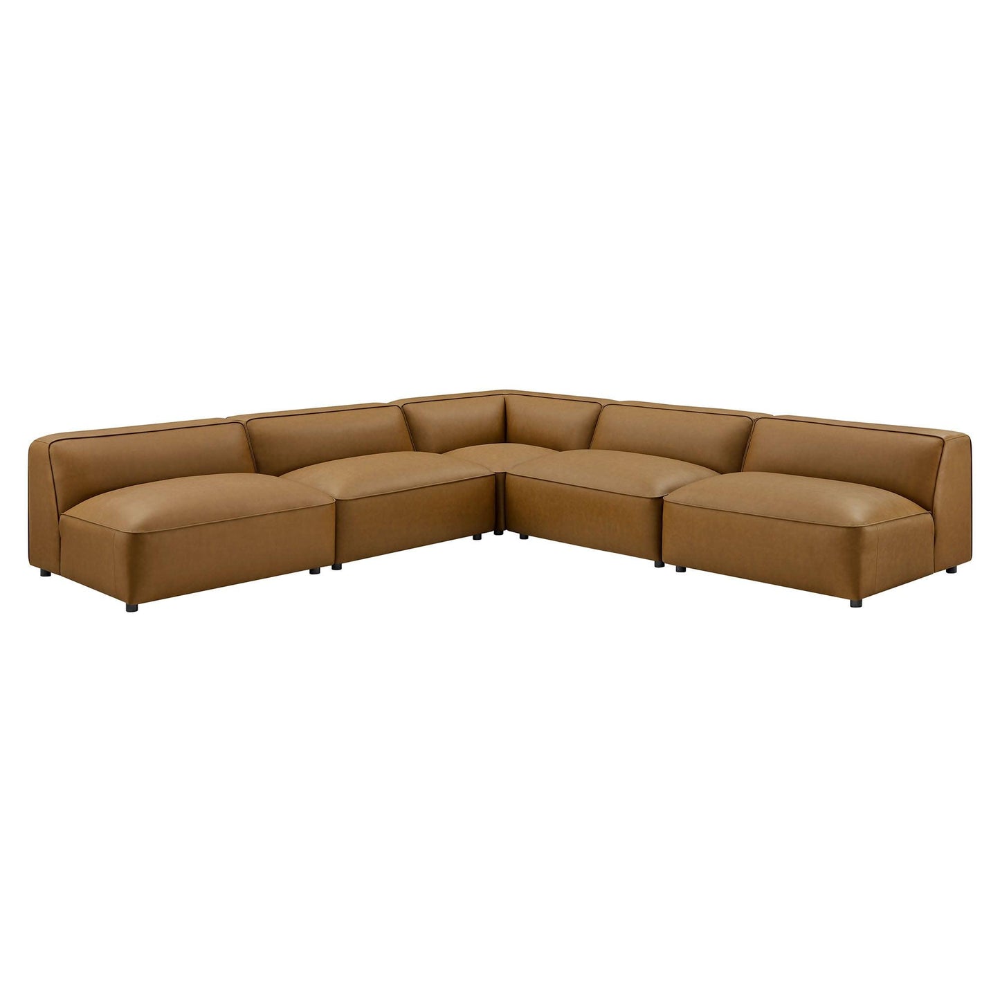 Auren 5-Piece Upholstered Armless L-Shaped Vegan Leather Modular Sofa by Modway EEI-7133 FredCo