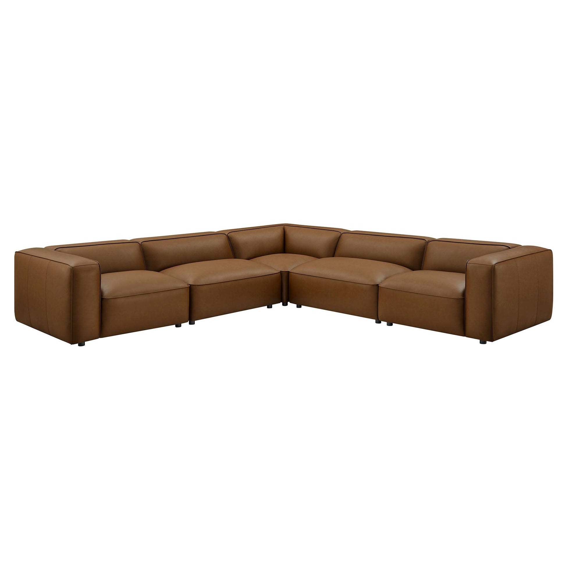 Auren 5-Piece Upholstered Vegan Leather Modular L-Shaped Sofa by Modway EEI-7129 FredCo