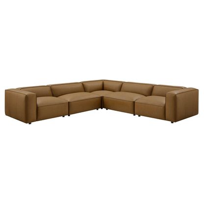 Auren 5-Piece Upholstered Vegan Leather Modular L-Shaped Sofa by Modway EEI-7129 FredCo
