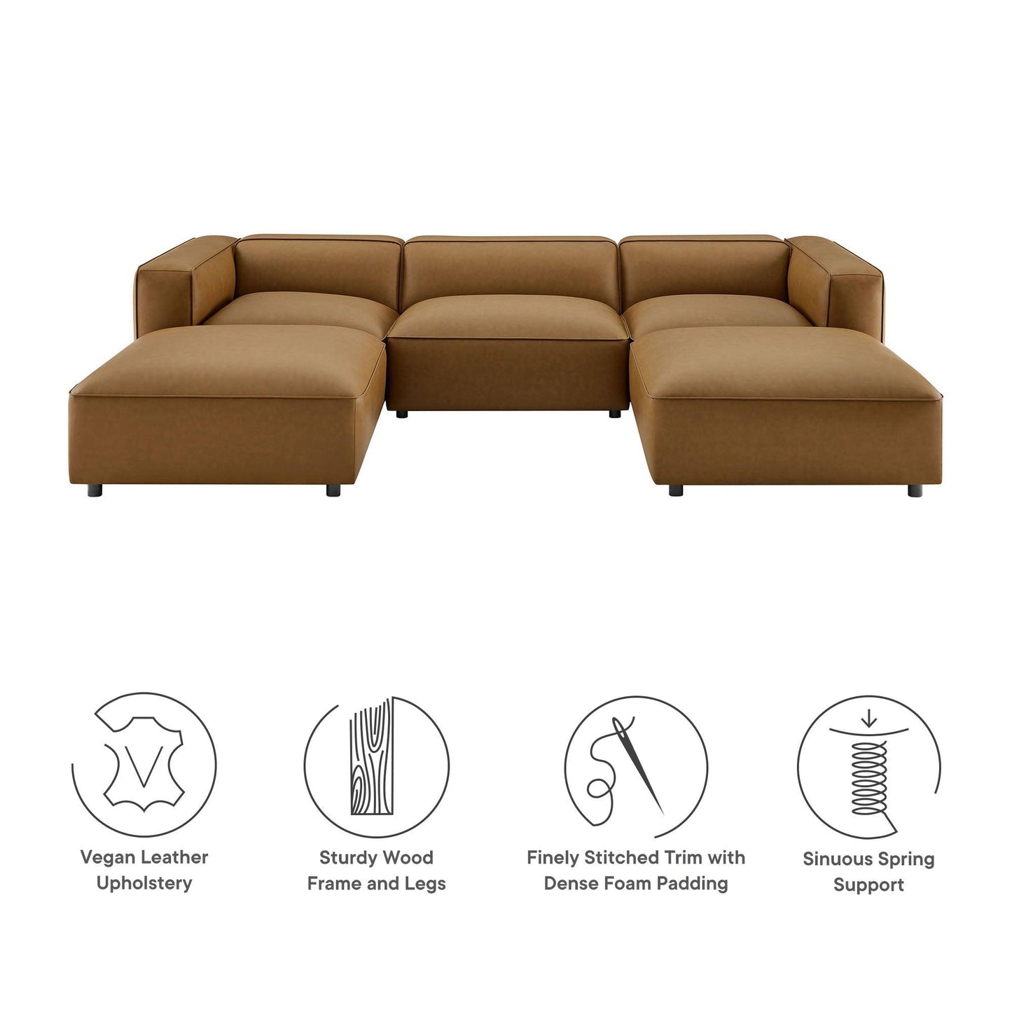 Auren 5-Piece Upholstered Vegan Leather Modular U-Shaped Sofa by Modway EEI-7131 FredCo