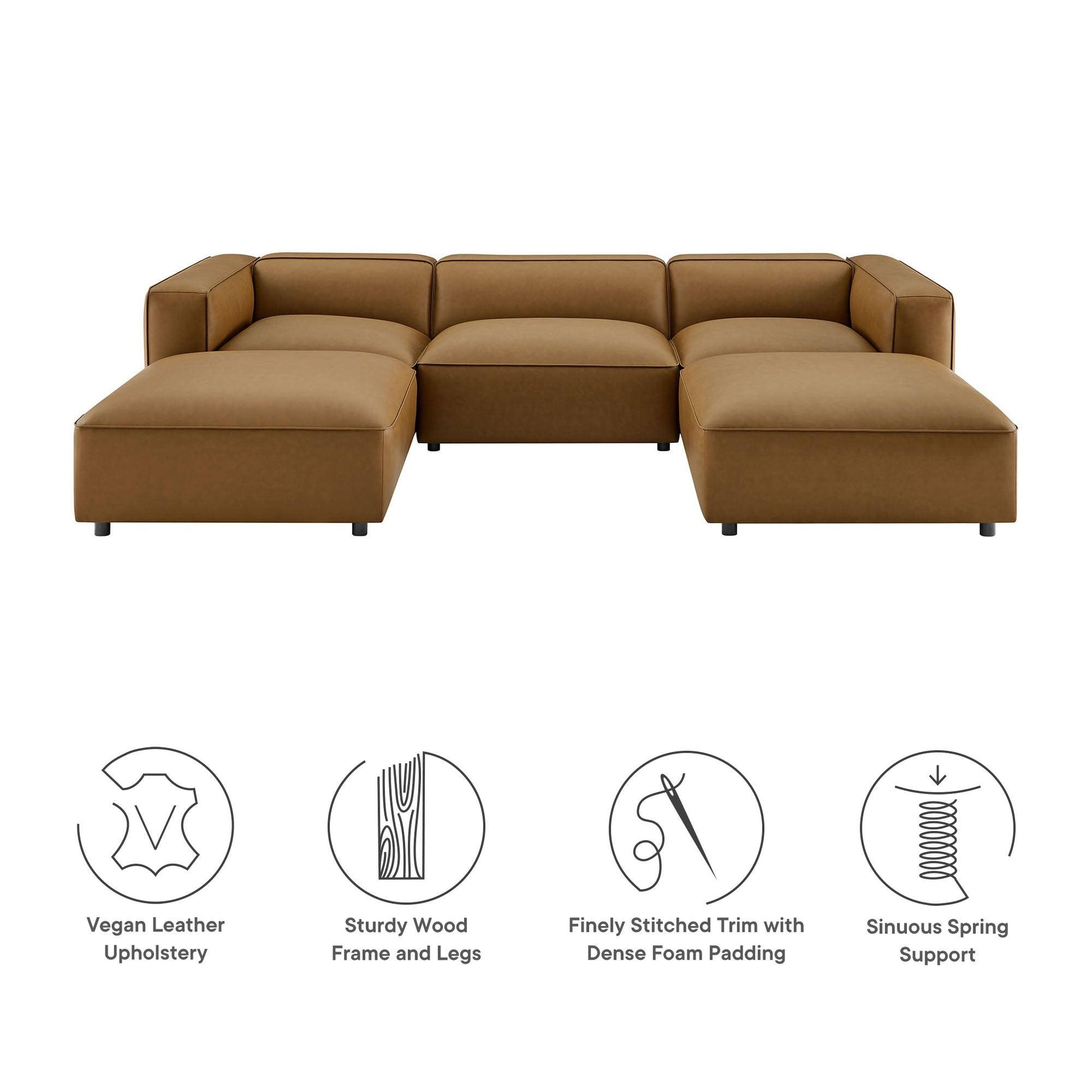 Auren 5-Piece Upholstered Vegan Leather Modular U-Shaped Sofa by Modway EEI-7131 FredCo