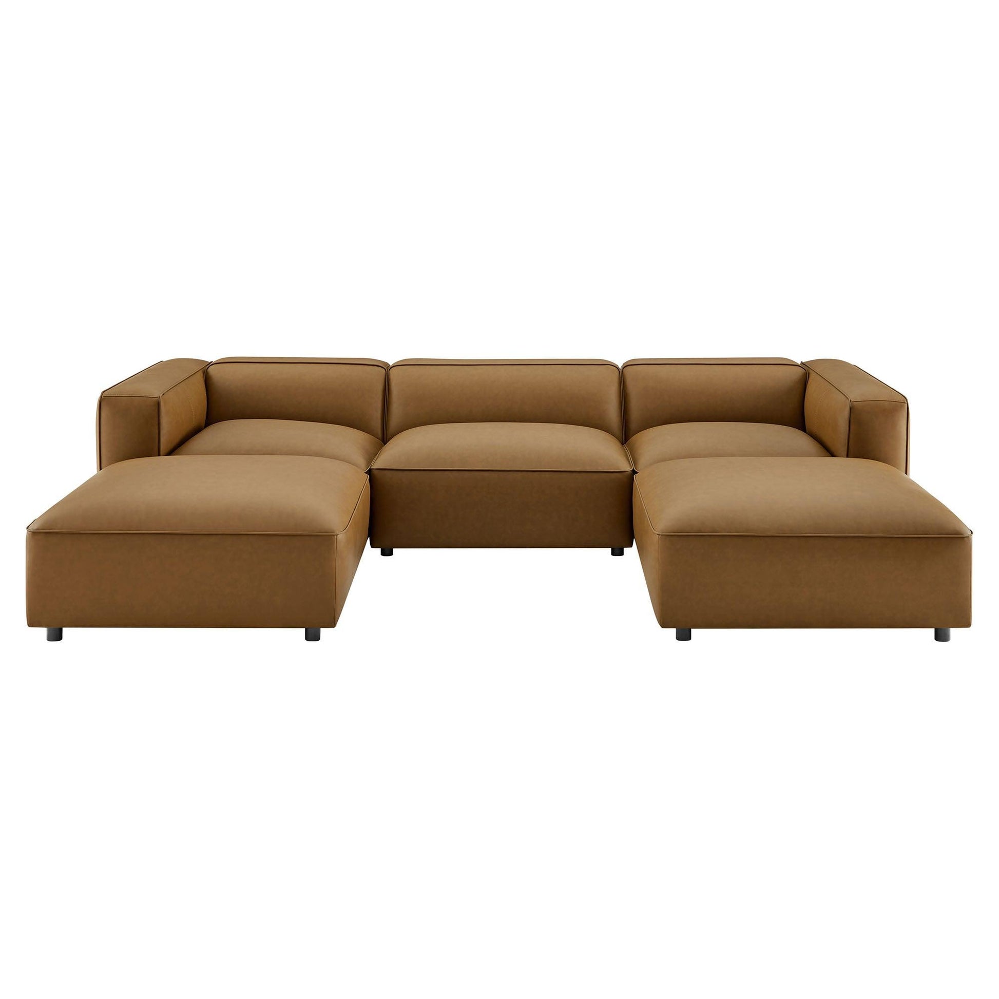 Auren 5-Piece Upholstered Vegan Leather Modular U-Shaped Sofa by Modway EEI-7131 FredCo