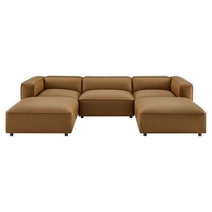 Auren 5-Piece Upholstered Vegan Leather Modular U-Shaped Sofa by Modway EEI-7131 FredCo