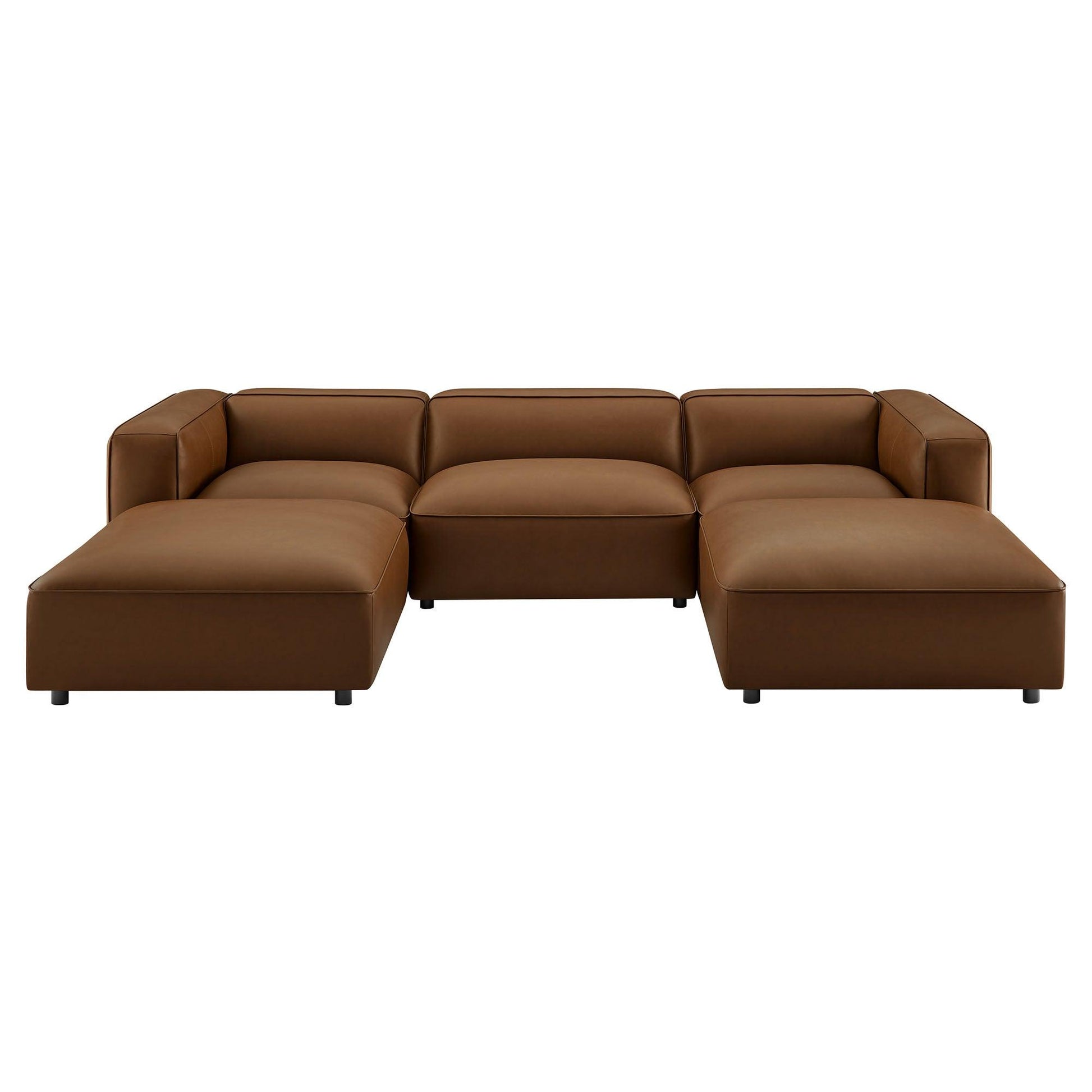Auren 5-Piece Upholstered Vegan Leather Modular U-Shaped Sofa by Modway EEI-7131 FredCo