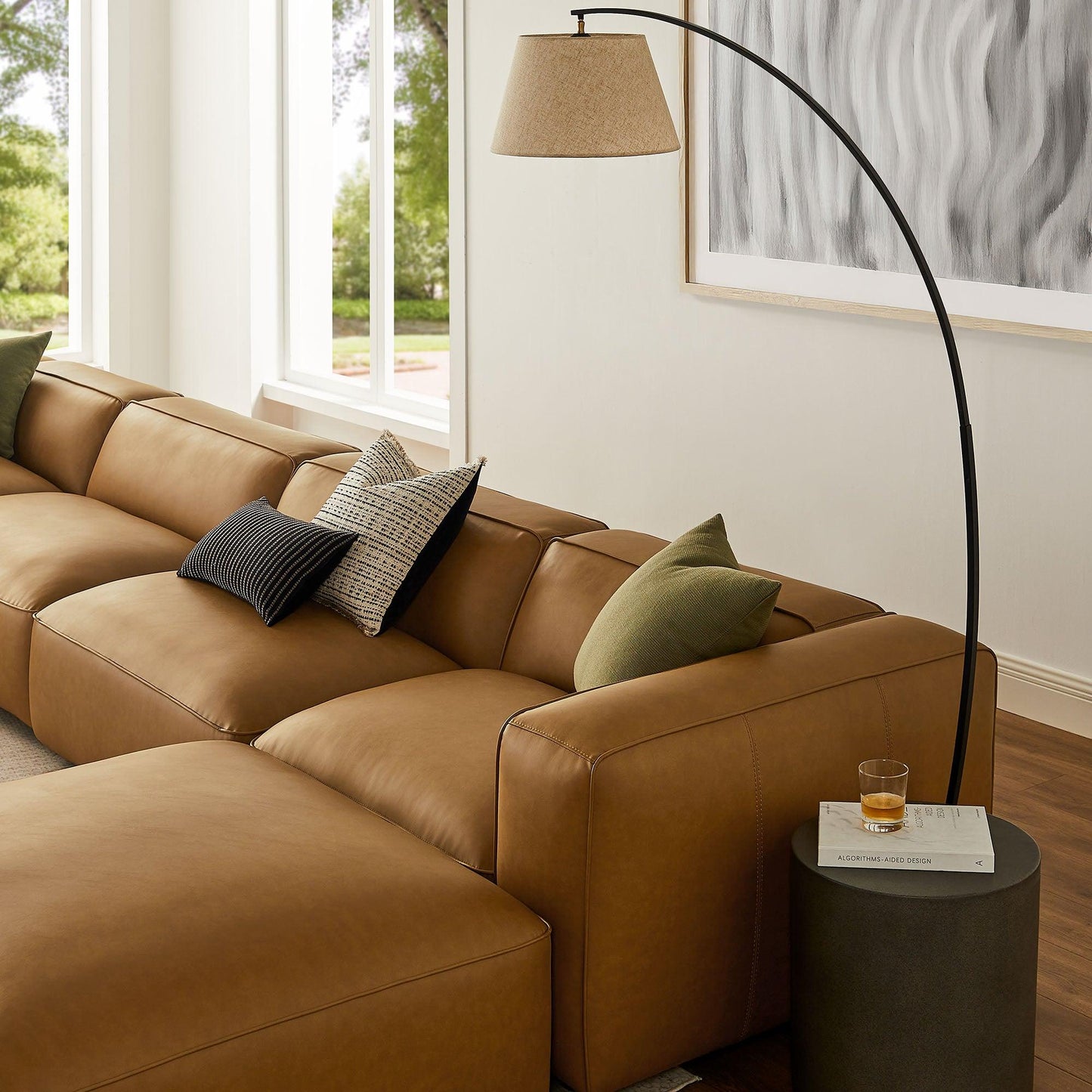 Auren 6-Piece Upholstered Vegan Leather Modular Sofa by Modway EEI-7134 FredCo