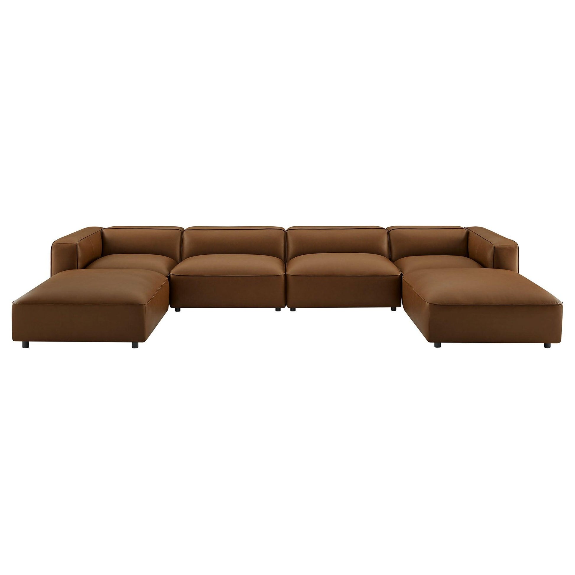 Auren 6-Piece Upholstered Vegan Leather Modular Sofa by Modway EEI-7134 FredCo