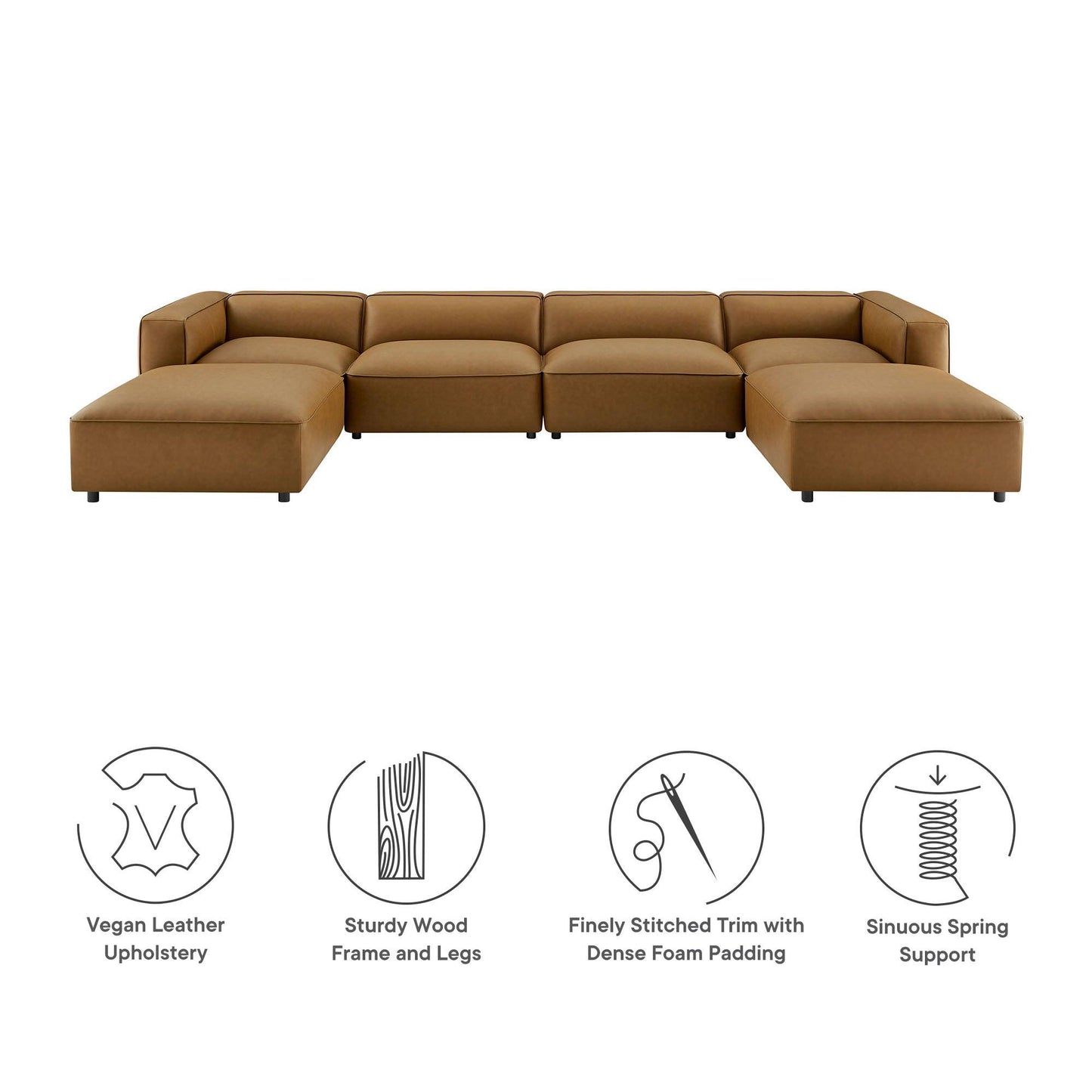 Auren 6-Piece Upholstered Vegan Leather Modular Sofa by Modway EEI-7134 FredCo