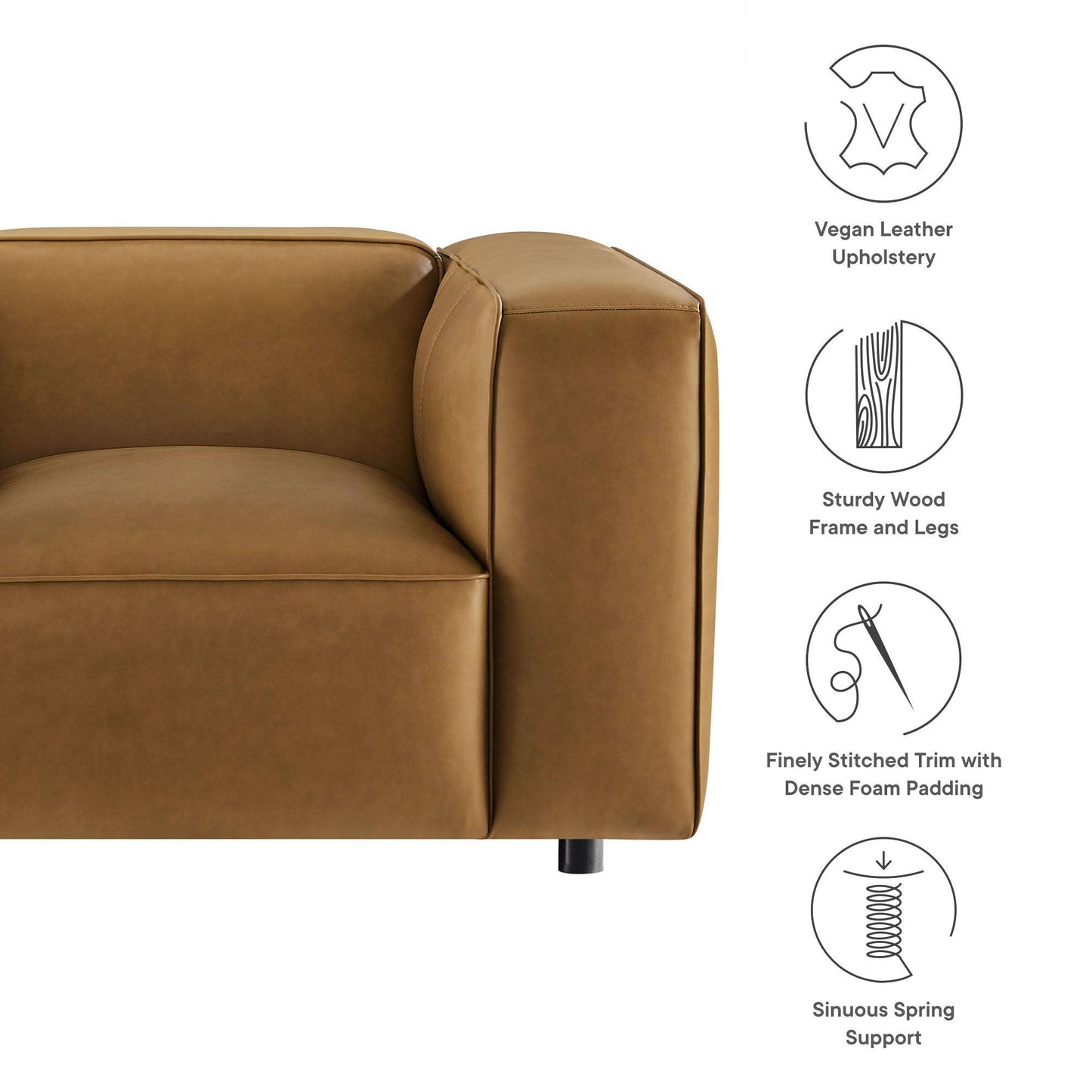Auren Upholstered Vegan Leather Modular Armchair by Modway EEI-7120 FredCo