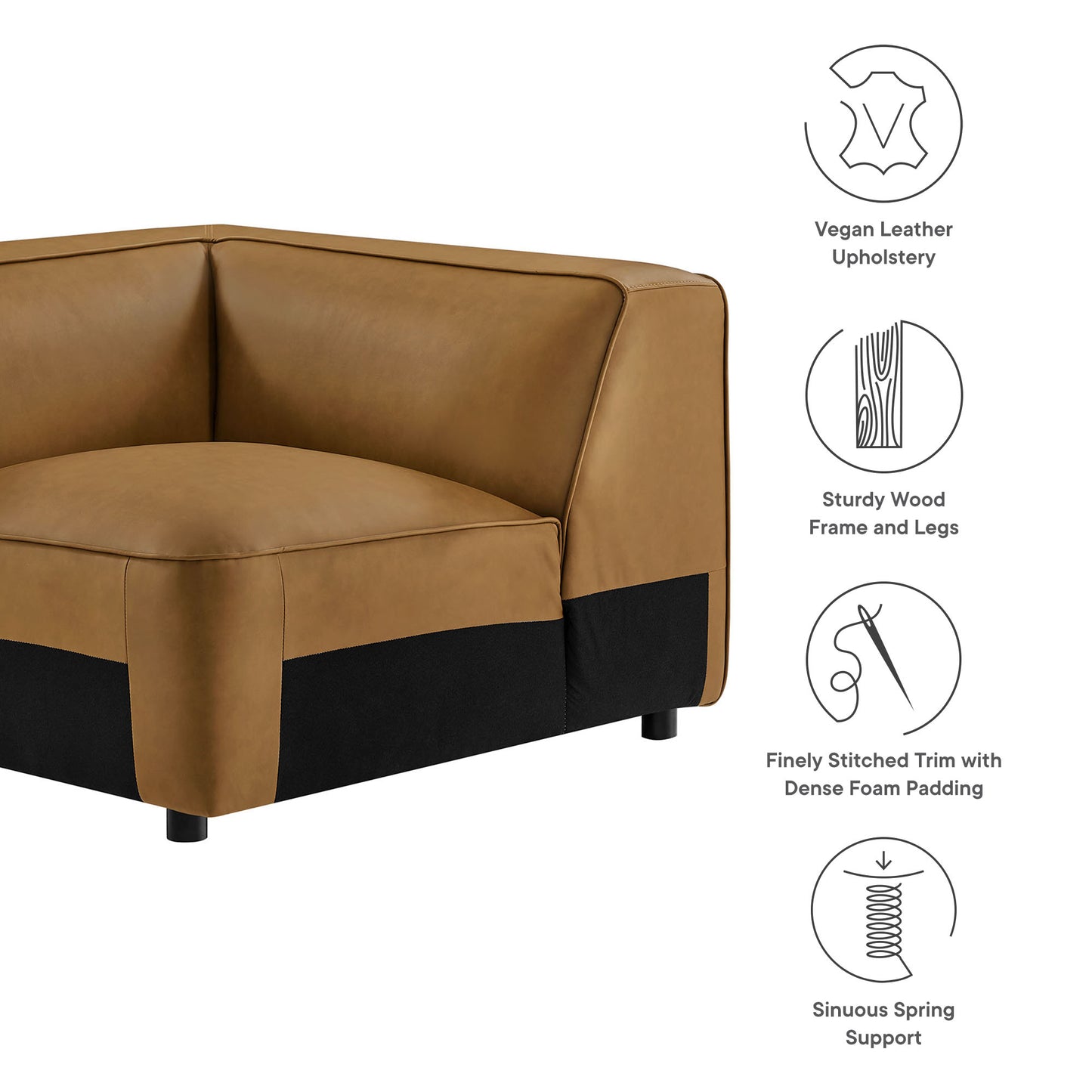 Auren Upholstered Vegan Leather Modular Corner Chair by Modway EEI-7123 FredCo