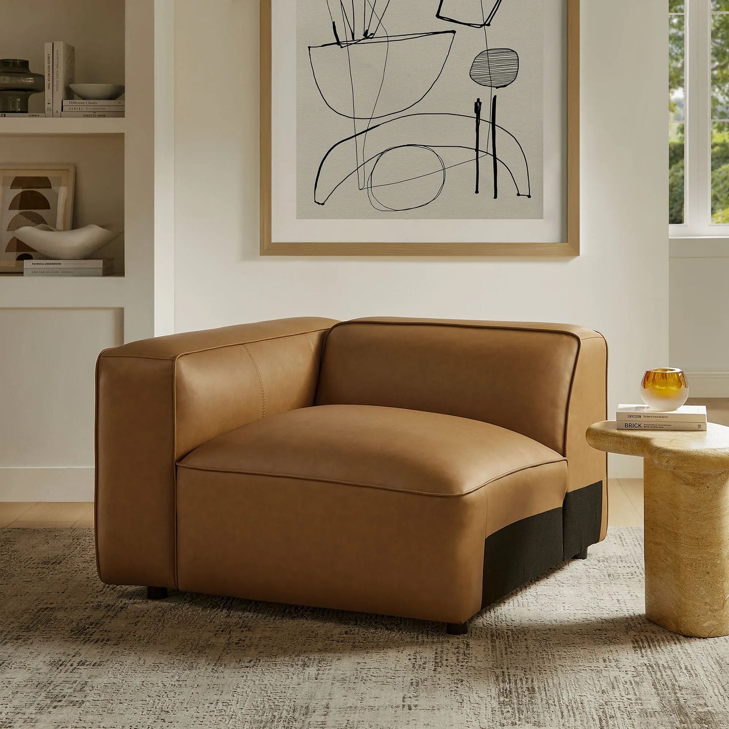 Auren Upholstered Vegan Leather Modular Left Armchair by Modway EEI-7124 FredCo
