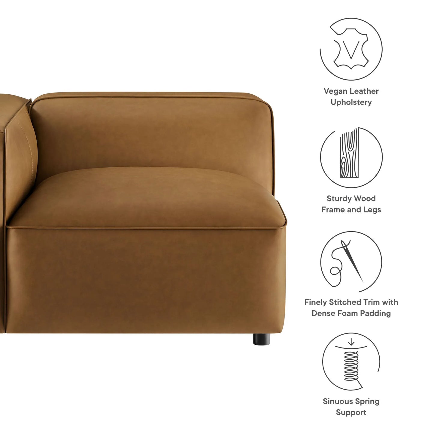 Auren Upholstered Vegan Leather Modular Left Armchair by Modway EEI-7124 FredCo