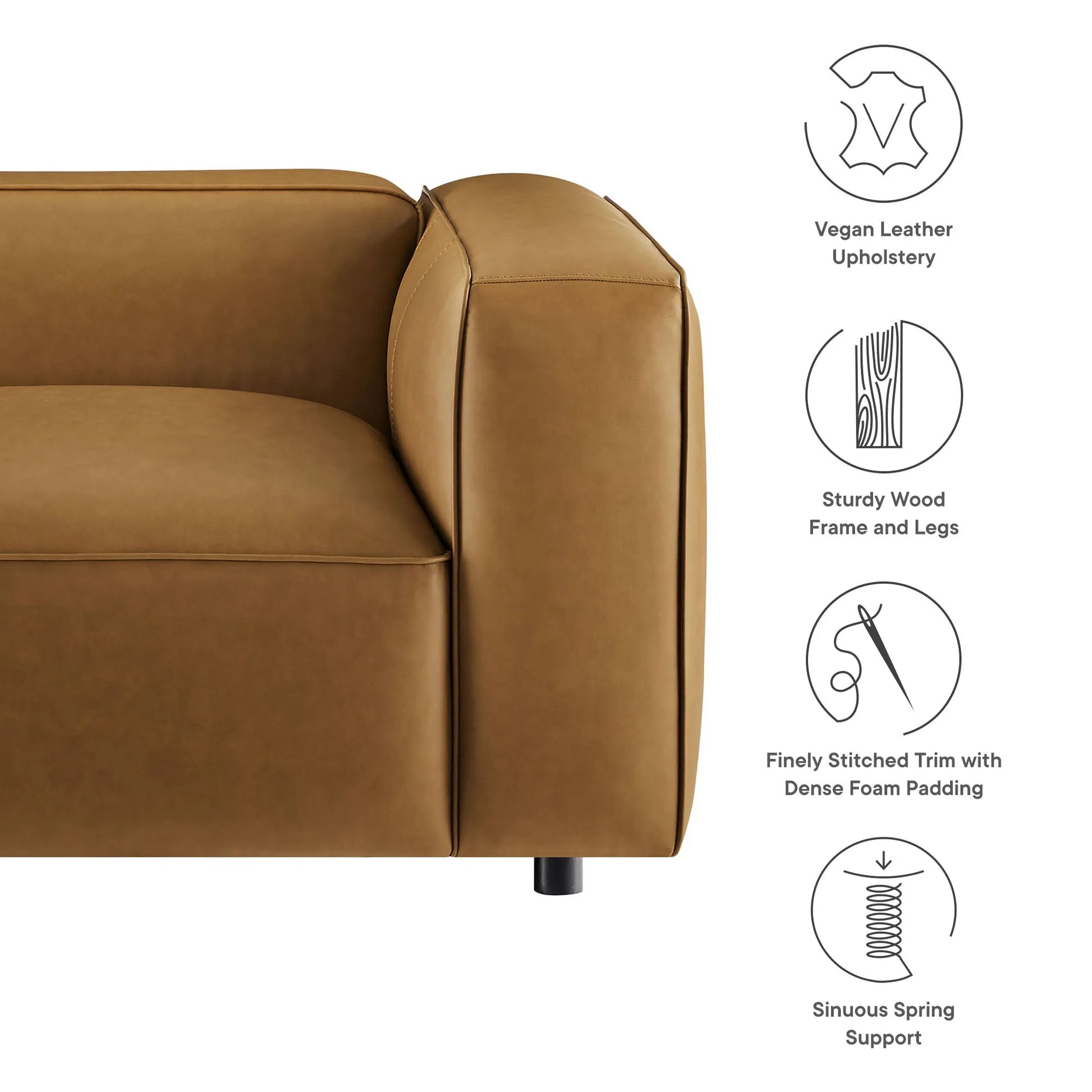 Auren Upholstered Vegan Leather Modular Right Armchair by Modway EEI-7122 FredCo