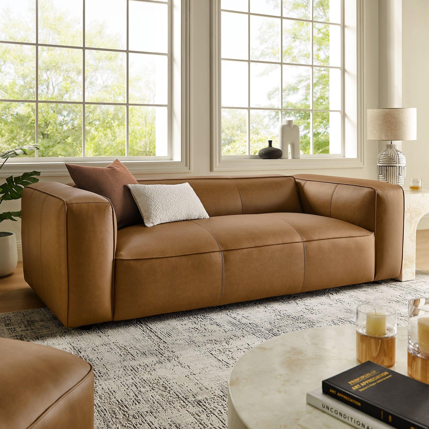 Auren Upholstered Vegan Leather Sofa by Modway EEI-7119 FredCo