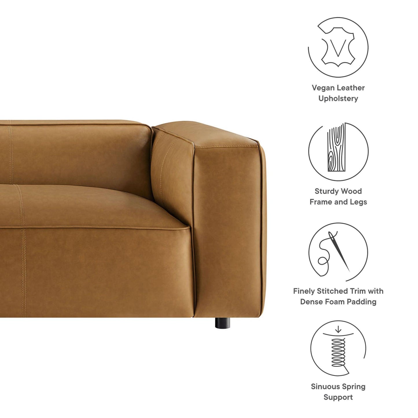 Auren Upholstered Vegan Leather Sofa by Modway EEI-7119 FredCo