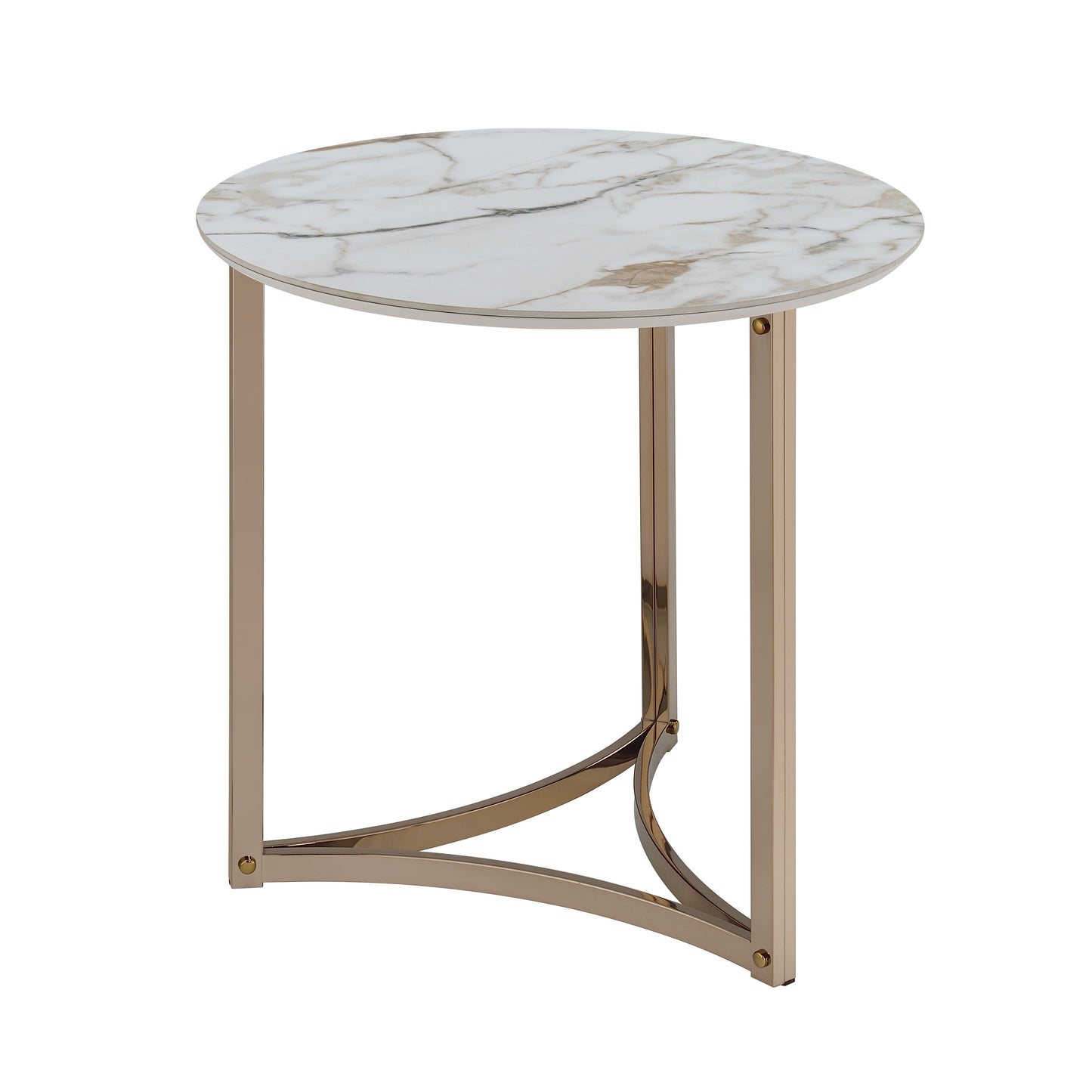 Aziz Sintered Stone Top & Champagne Finish End Table FredCo