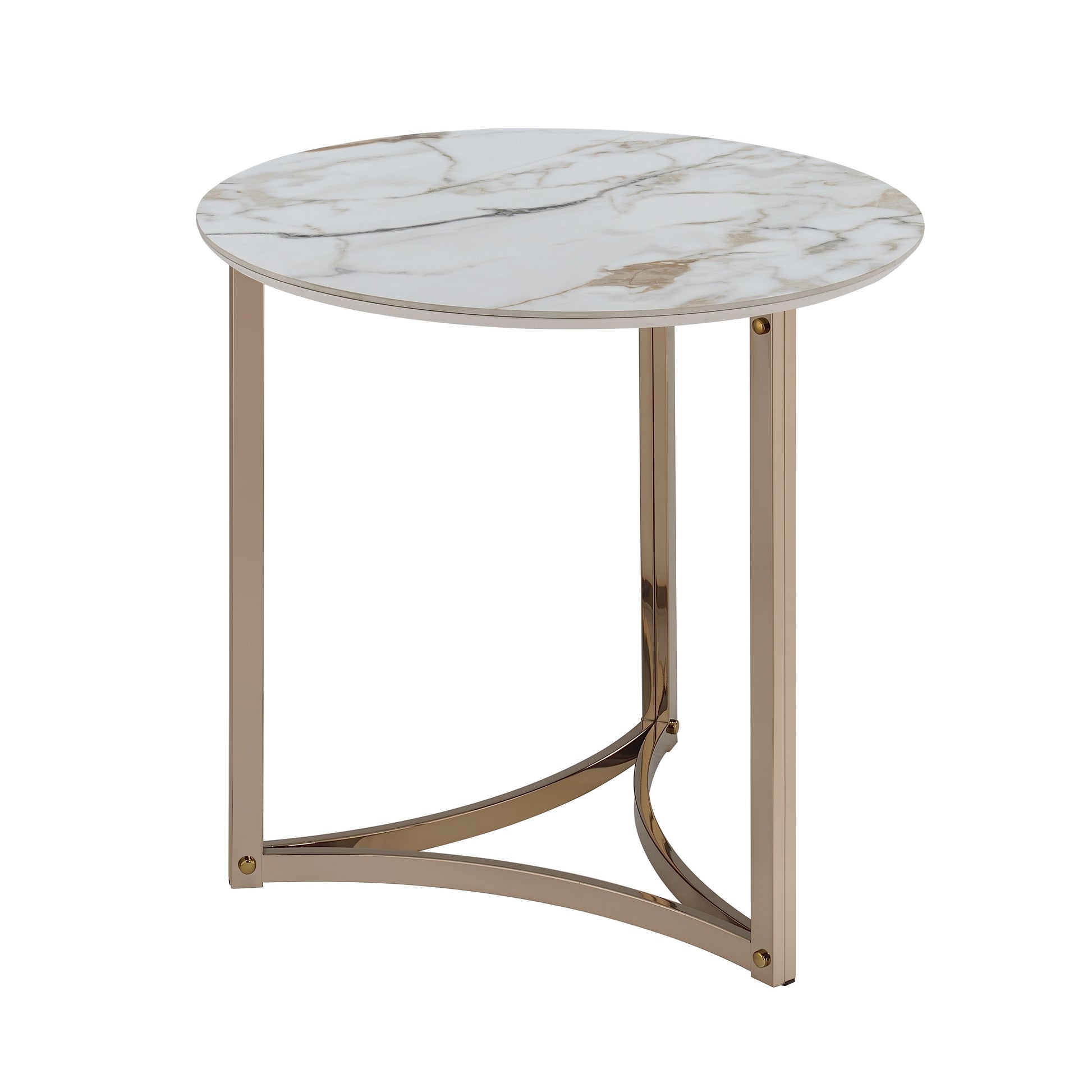 Aziz Sintered Stone Top & Champagne Finish End Table FredCo