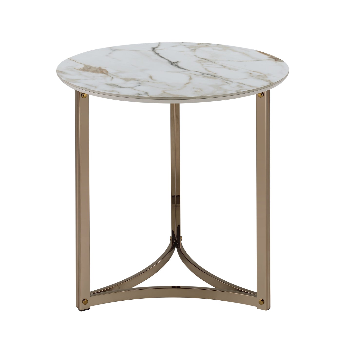 Aziz Sintered Stone Top & Champagne Finish End Table FredCo