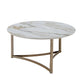 Aziz Sintered Stone Top & Champagne Finish Round Coffee Table FredCo