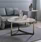 Aziz Sintered Stone Top & Champagne Finish Round Coffee Table FredCo