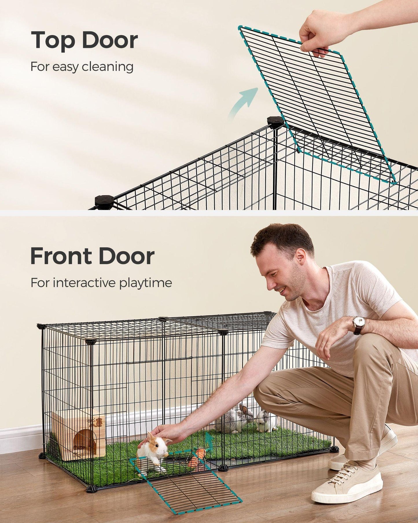 B0C3D54NVK	40.5"L x 20"W x 20"H Small Animal Playpen with Top and Base FredCo
