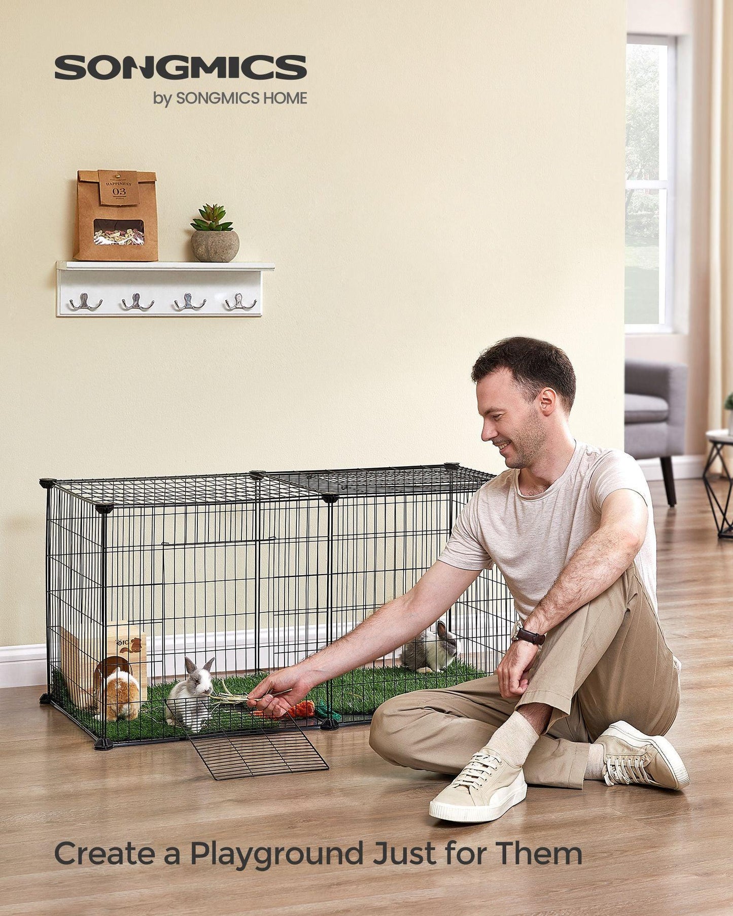 B0C3D54NVK	40.5"L x 20"W x 20"H Small Animal Playpen with Top and Base FredCo