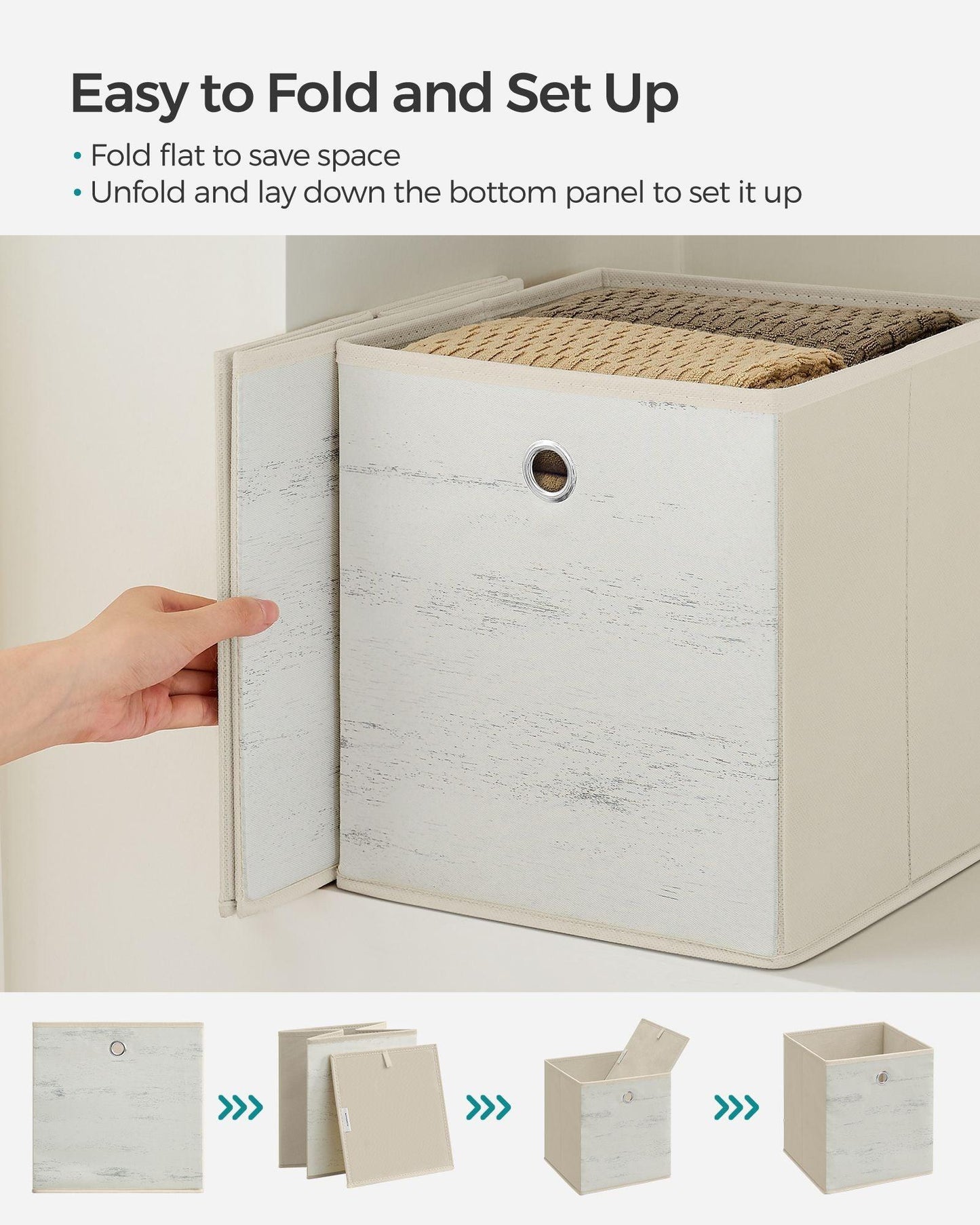 B0C6SVPJWK	Set of 6 Storage Cubes 10.2 x 10.2 x 11 Inches Vintage White FredCo