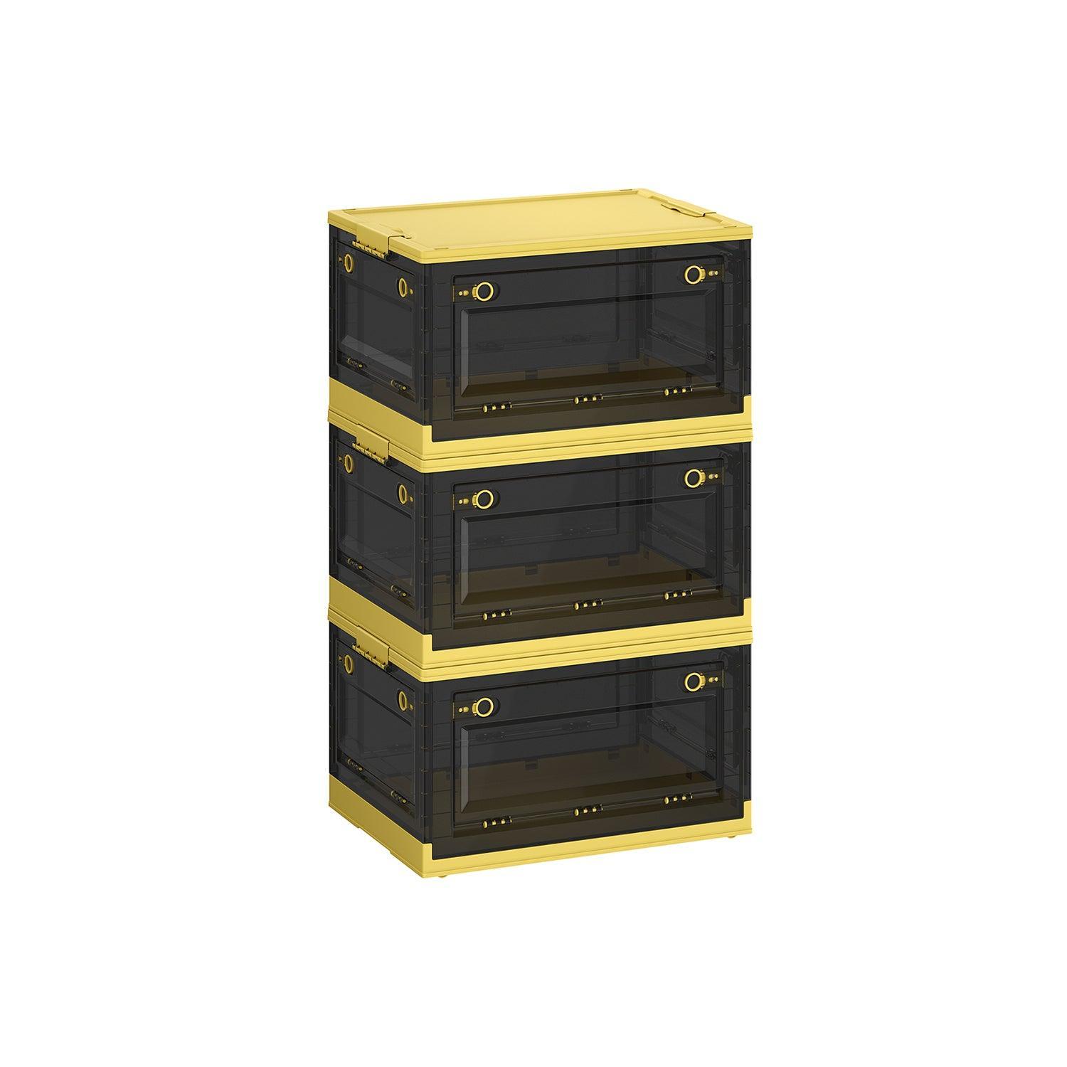 B0C9Q4N6XK	Pack of 3 Storage Bins 44L Yellow and Gray FredCo