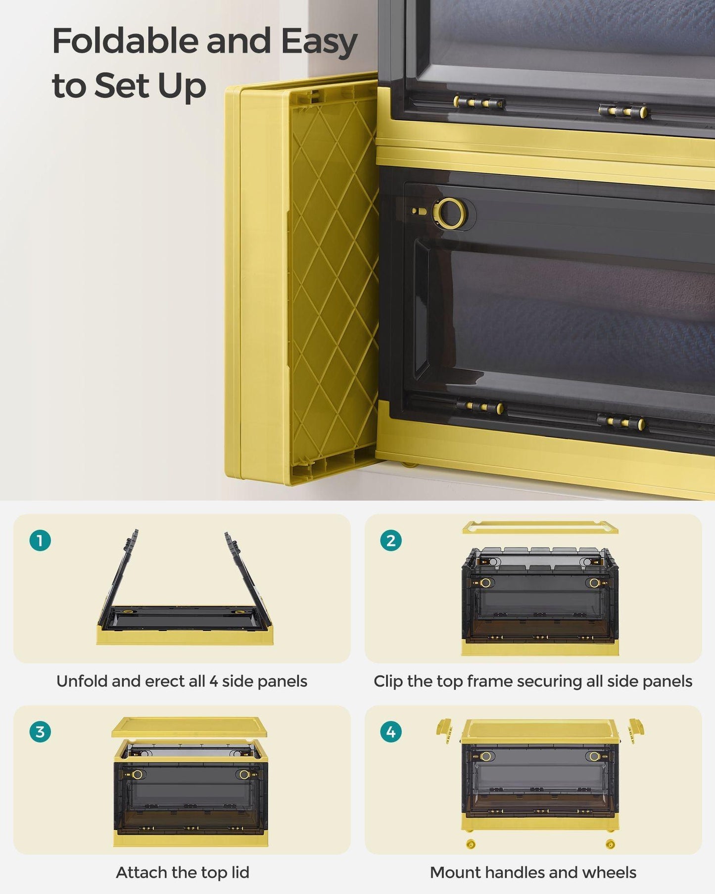 B0C9Q4N6XK	Pack of 3 Storage Bins 44L Yellow and Gray FredCo