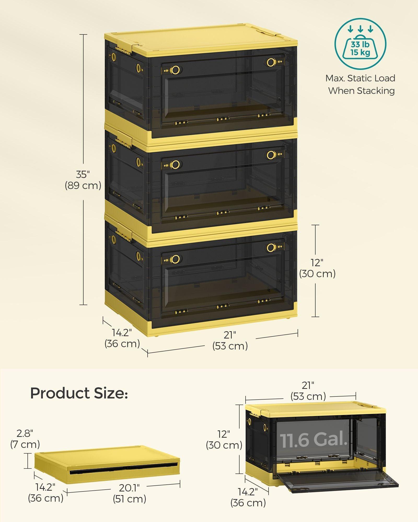 B0C9Q4N6XK	Pack of 3 Storage Bins 44L Yellow and Gray FredCo