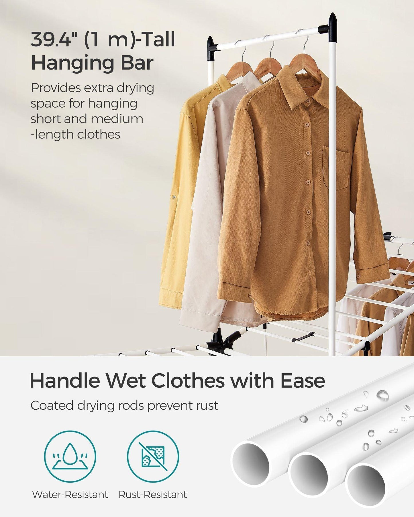 B0CB8HJWG7	2-Level Laundry Drying Rack White FredCo