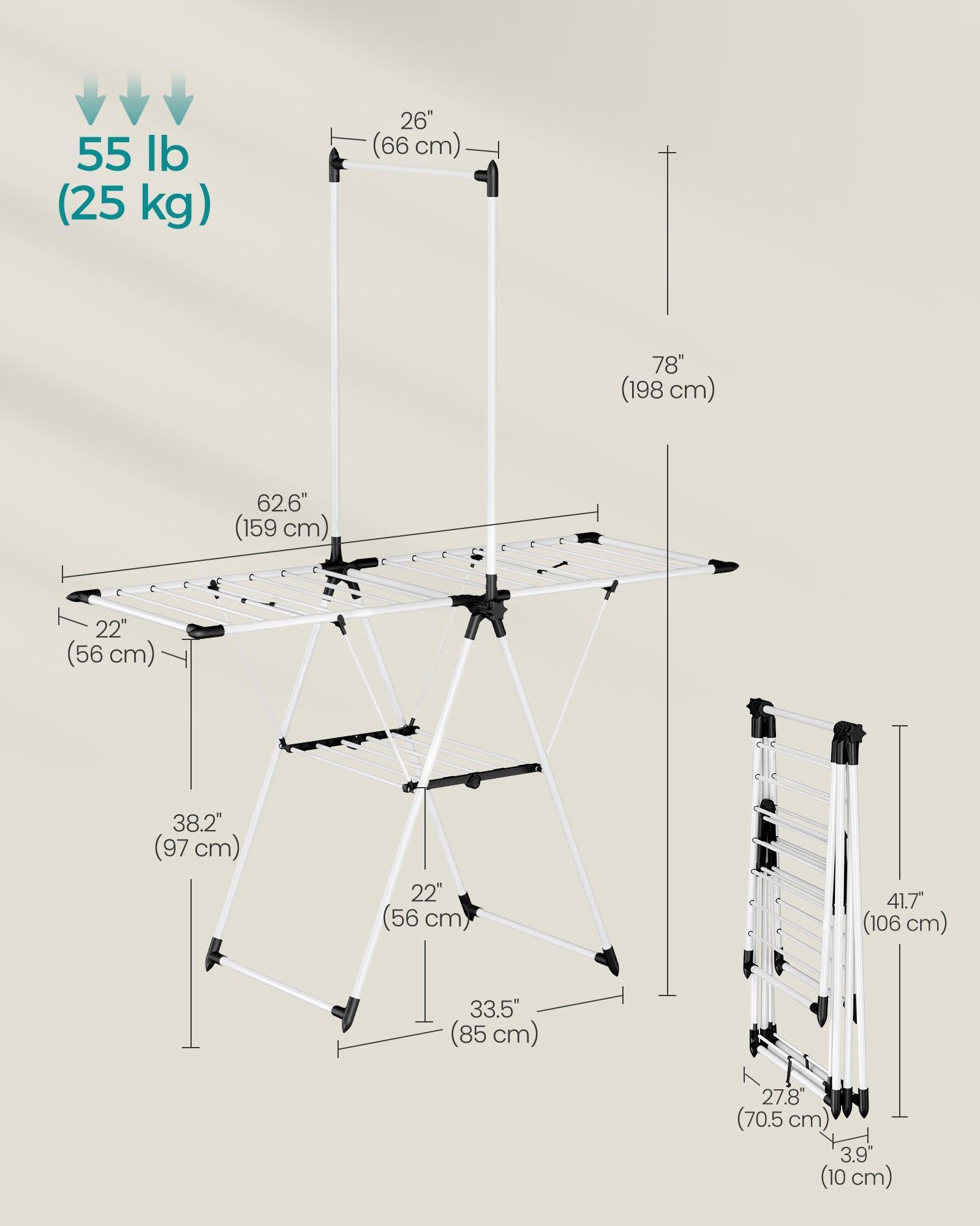 B0CB8HJWG7	2-Level Laundry Drying Rack White FredCo