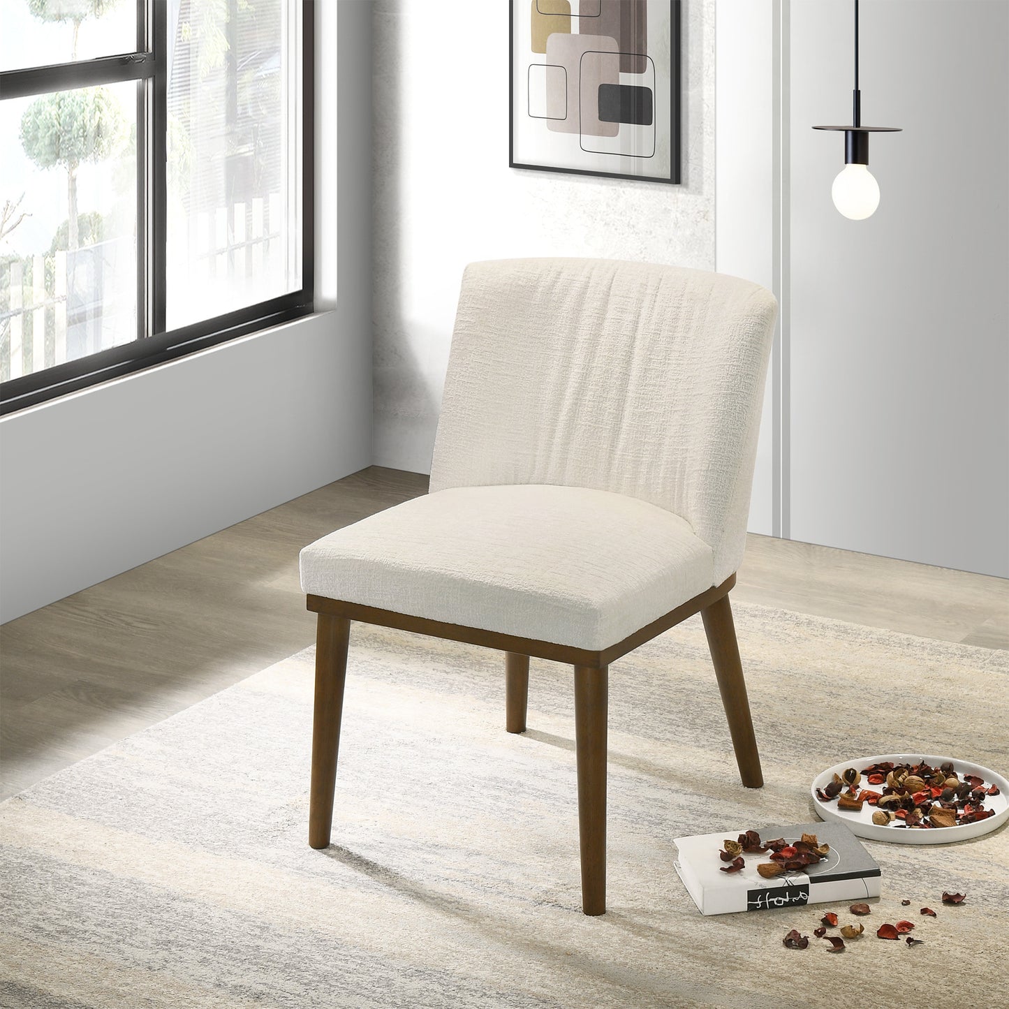 Daley White Fabric Dining Chair (Set Of 2) FredCo