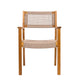 Outdoor Dining Chair Set of 2, Patio Chairs, Teak Acacia Wood, Light Brown Rope FredCo
