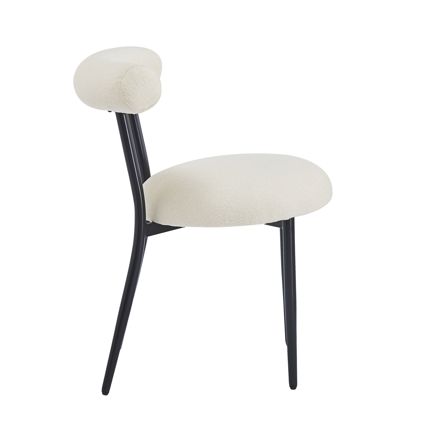 Dining Chair Set of 2, Modern Dining Room Chairs, Black Metal Frame, White Fabric FredCo