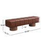 Upholstered Dining Bench for Dining Room, No-Assembly End of Bed Entryway Bench Ottoman for Bedroom Living Room, Brown PU Stool Top Wood Leg 300 LBS Weight Capacity FredCo