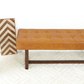 Cameron Mid-Century Modern Tan Leather Bench with Solid Wood Frame 17.5''H x 51''W x 16''D for Living Room Bedroom Waiting Room FredCo