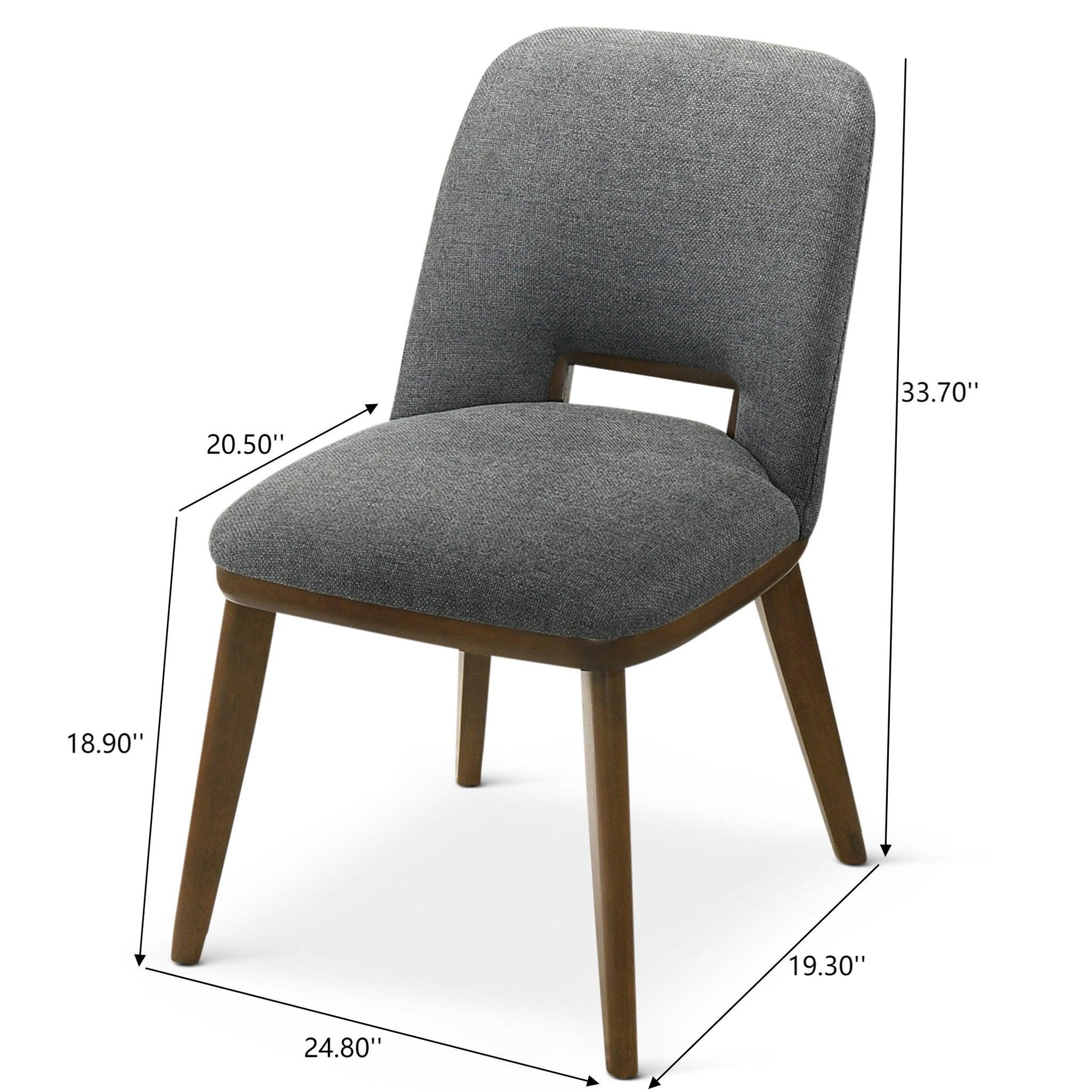 Modern Blake Dark Grey Fabric Dining Chair (Set of 2) with Walnut Wood Base 33.7'H x 19.3'W x 24.8'D FredCo