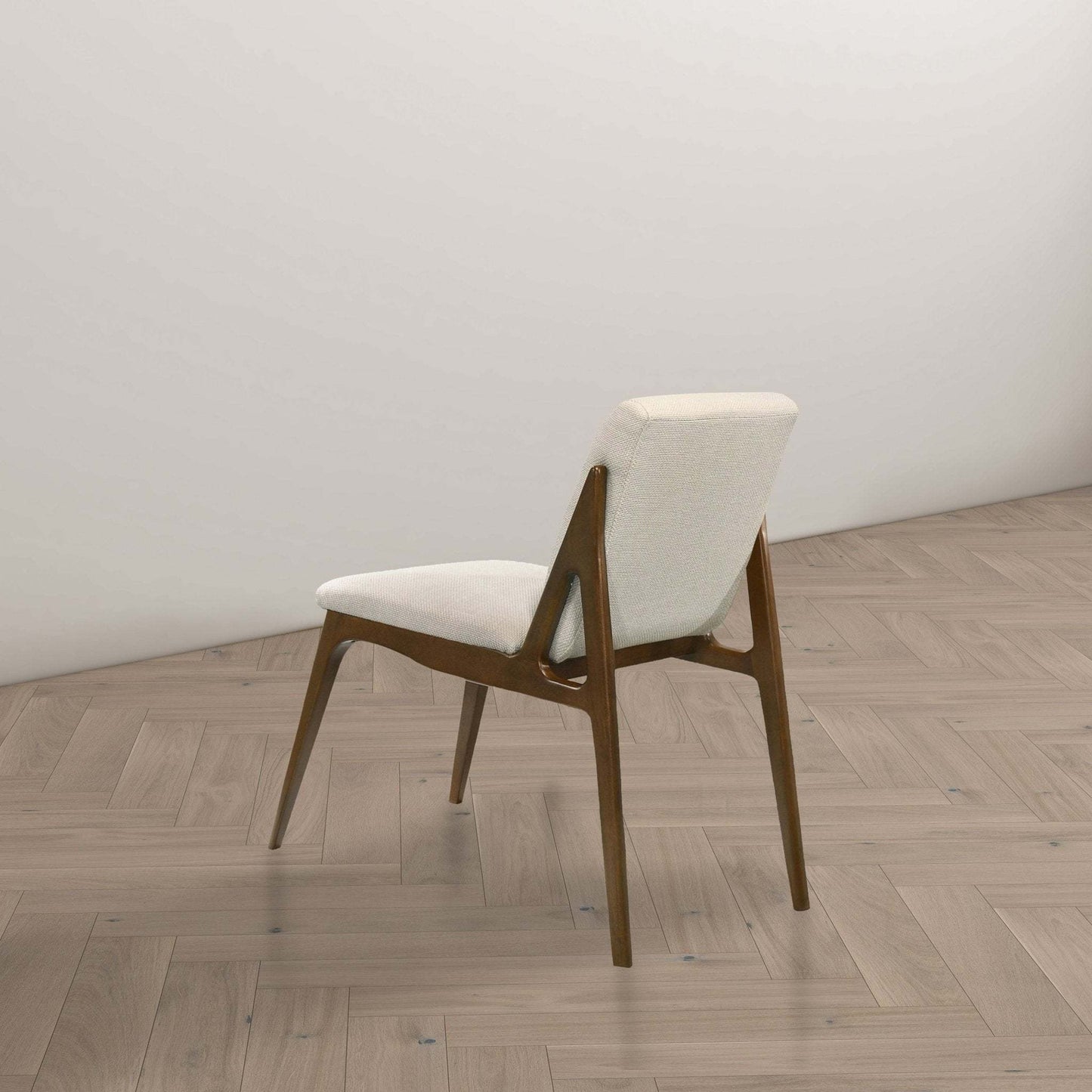 Grivelle Contemporary Cream Fabric Dining Chair Set with Solid Wood Base Set Of 2 FredCo