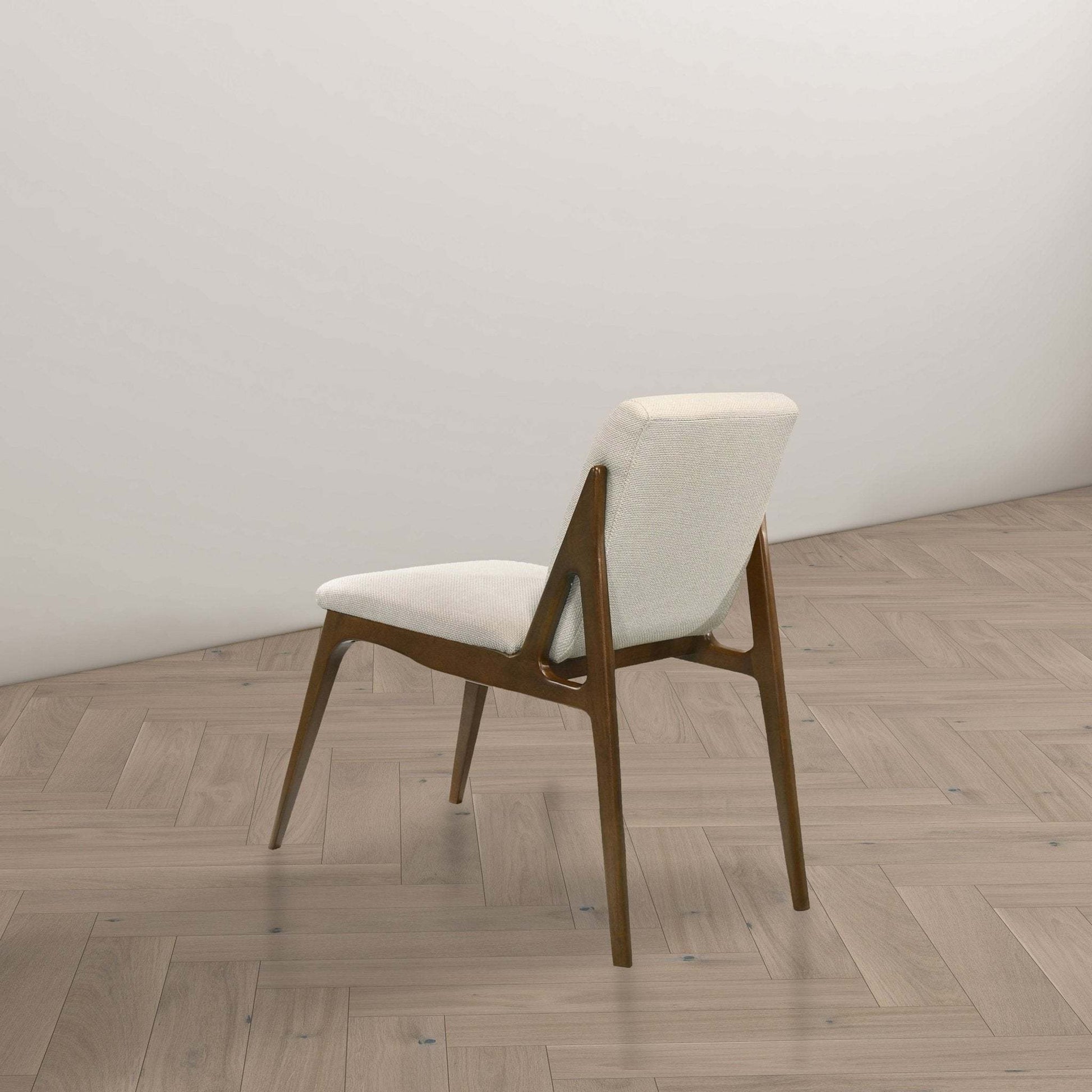 Grivelle Contemporary Cream Fabric Dining Chair Set with Solid Wood Base Set Of 2 FredCo