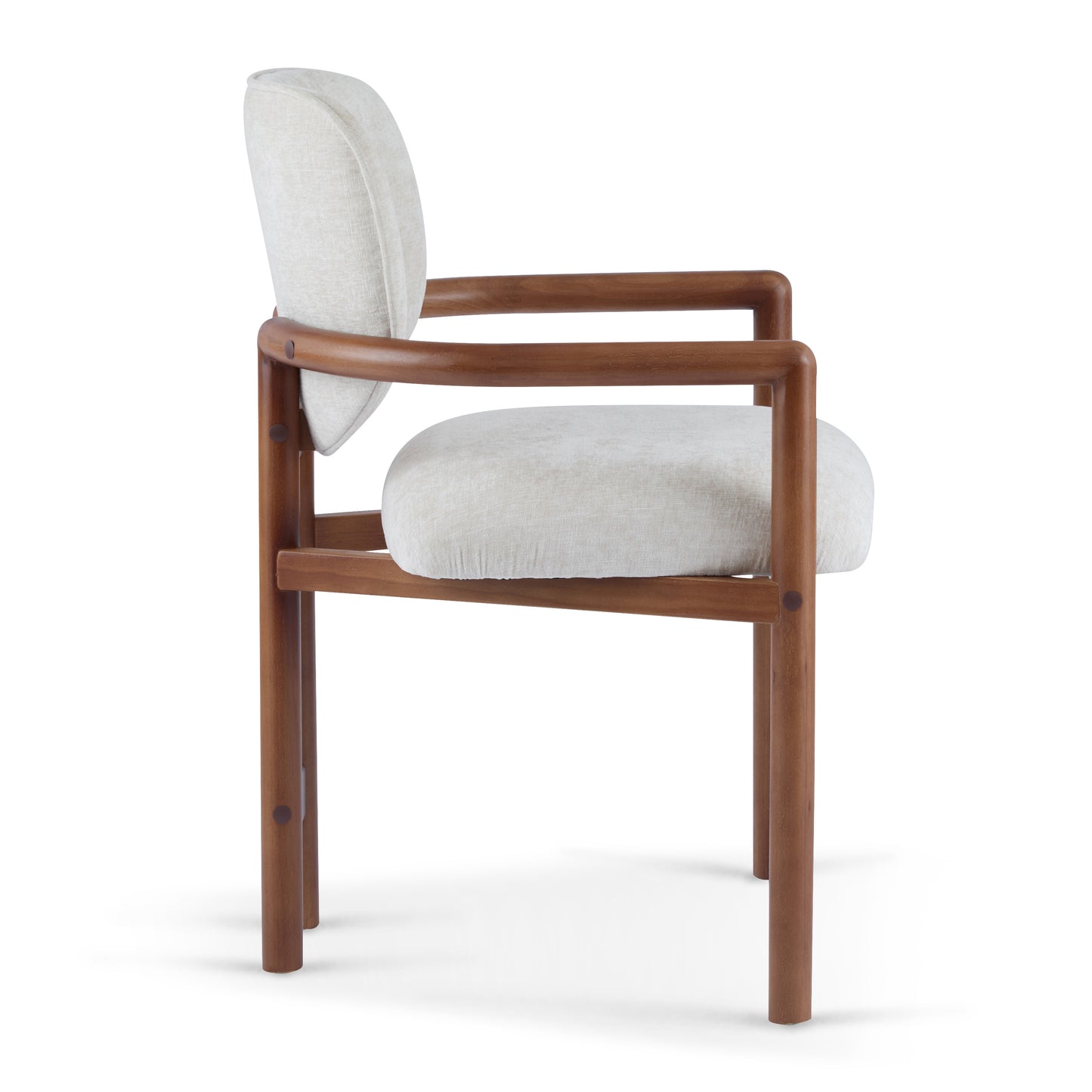 Dining Chairs Set of 2 Upholstered Arm Chairs, Rubber Wood Accent Chairs Beige Fabric Seating, 300 LBS Weight Capacity FredCo