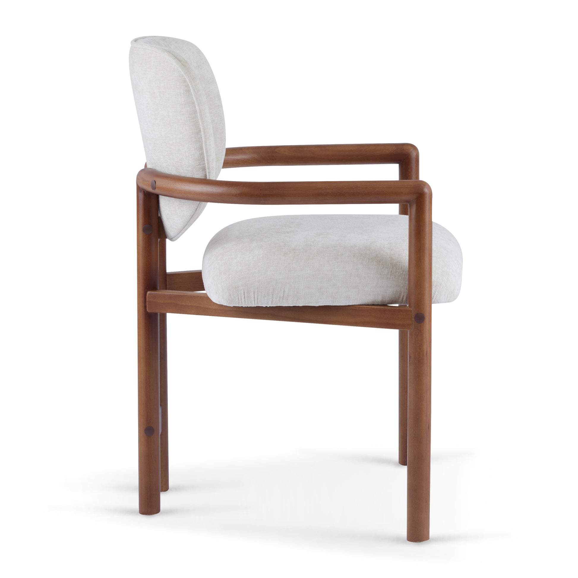 Dining Chairs Set of 2 Upholstered Arm Chairs, Rubber Wood Accent Chairs Beige Fabric Seating, 300 LBS Weight Capacity FredCo