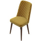 Mustard yellow upholstered dining chair with quilted back and wooden legs, FredCo furniture