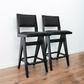 Keira Mid-Century Bar Stool Black PU Leather Solid Wood 18.11 x 17.52 x 38.58 inches Kitchen Counter Barstool with Back Bar Stool (Set of 2) FredCo