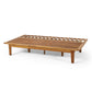 Outdoor Elegance Daybed with Convertible Design, Beige Cushion, Acacia Wood Frame FredCo