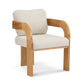 2-Pack Dining Chairs with Pillow Back, Beige Fabric, Natural Color Solid Wood Frame FredCo