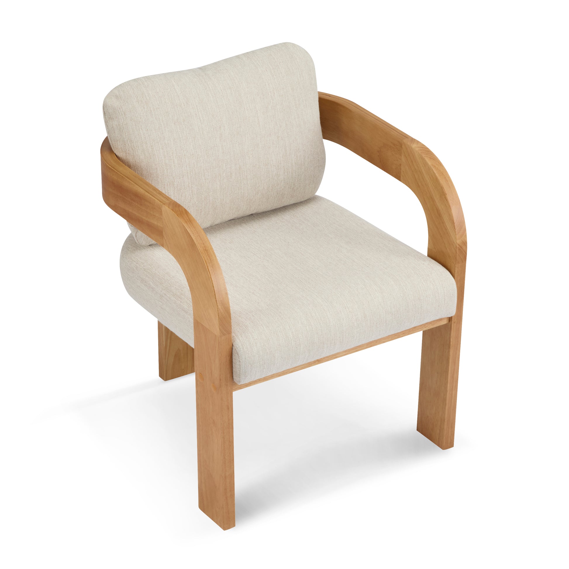 2-Pack Dining Chairs with Pillow Back, Beige Fabric, Natural Color Solid Wood Frame FredCo