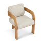 2-Pack Dining Chairs with Pillow Back, Beige Fabric, Natural Color Solid Wood Frame FredCo