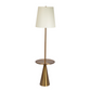 Modern brass floor lamp with built-in round table and white lampshade from FredCo International